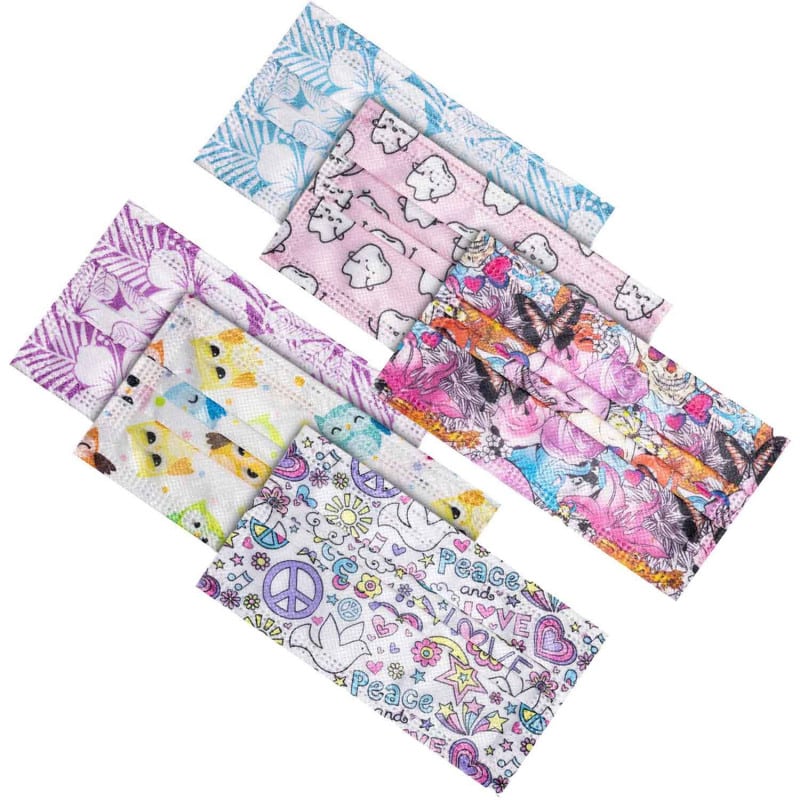 Teqler Surgical Masks with Design blue flowers