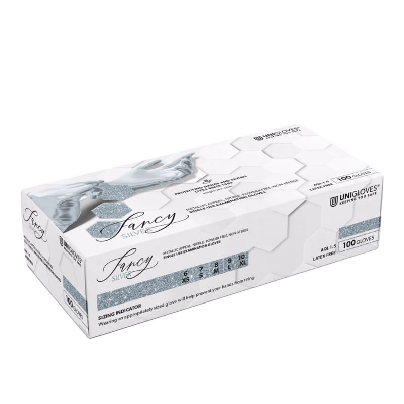 Unigloves FANCY Nitrile Gloves silver | XS