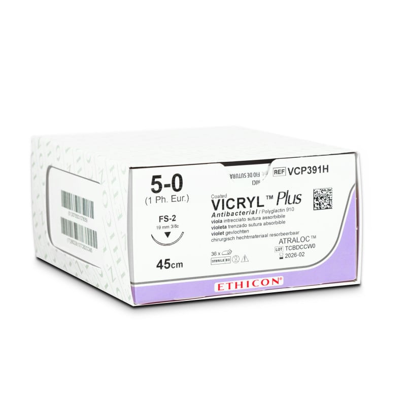 Vicryl Plus Violet Absorbable Sutures FS2, 5/0, 45cm