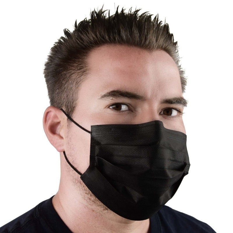 Teqler Surgical Mask, black With elastic ear loops